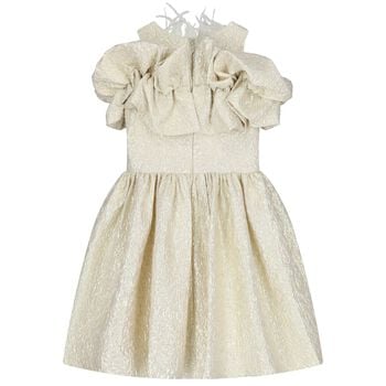 Girls Gold Logo Ruffled Dress