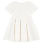 Girls Ivory Logo Pleated Dress, 1, hi-res