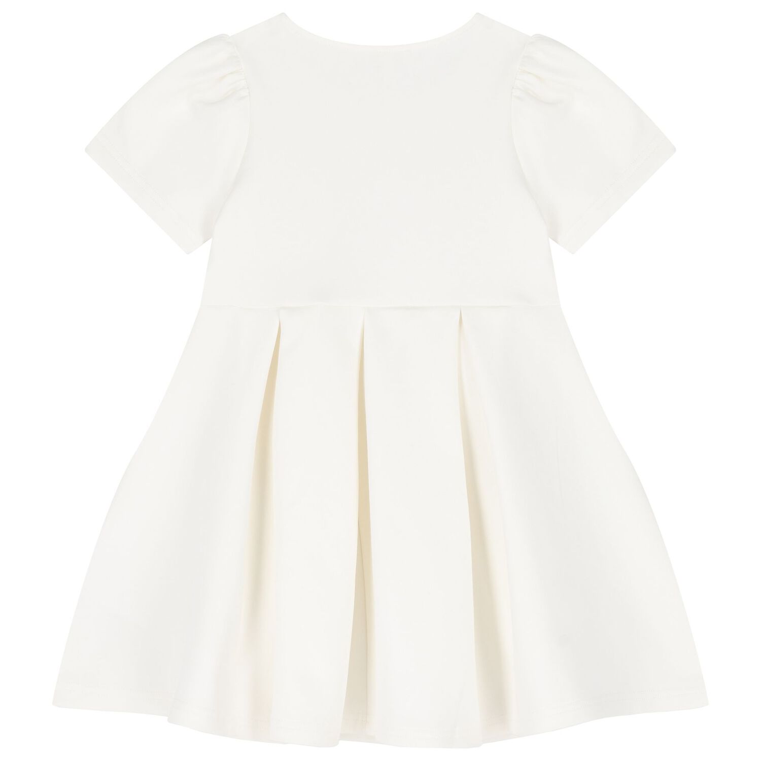 Girls Ivory Logo Pleated Dress, 1, hi-res image number null