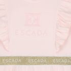 Girls Pink & Gold Logo Ruffled Dress, 2, hi-res