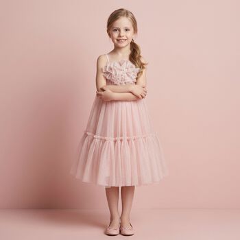 Girls Pink Embellished Tulle Dress