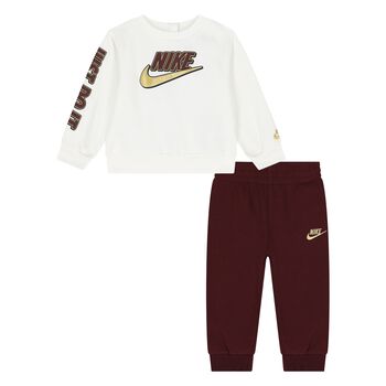 Younger Boys Ivory & Burgundy Logo Tracksuit