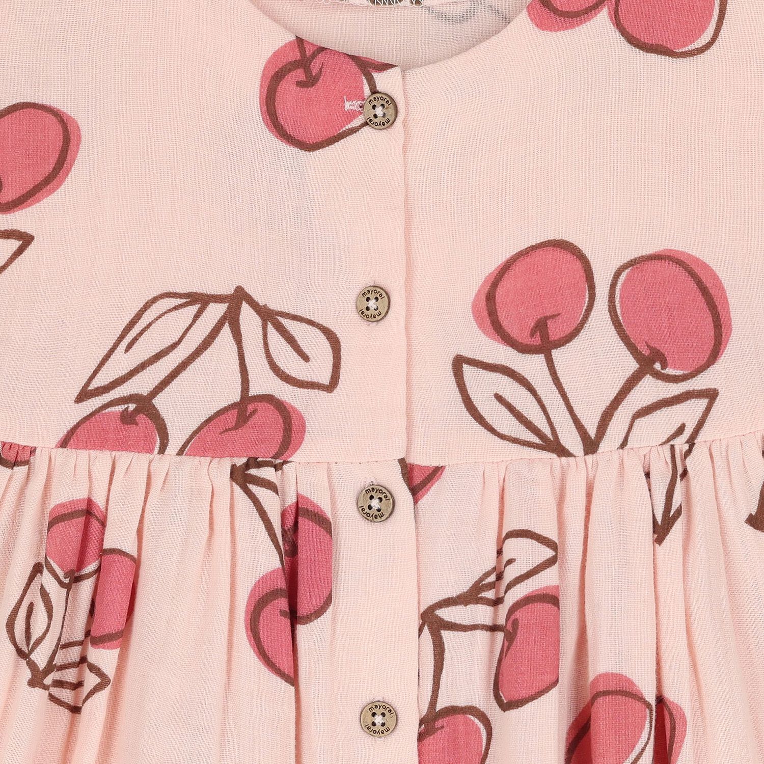 Younger Girls Pink Cherry Dress, 1, hi-res