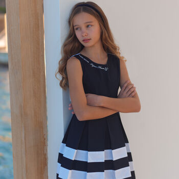 Girls Navy Blue Nautical Dress