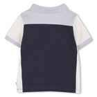 Younger Boys Navy Blue & Ivory Logo Polo Shirt, 2, hi-res