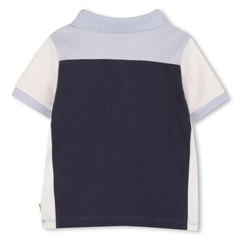 Younger Boys Navy Blue & Ivory Logo Polo Shirt