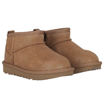 Girls Beige Classic Ultra Mini Suede Boots