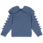 Boys Blue Monster Hooded Zip Up Top, 1, hi-res