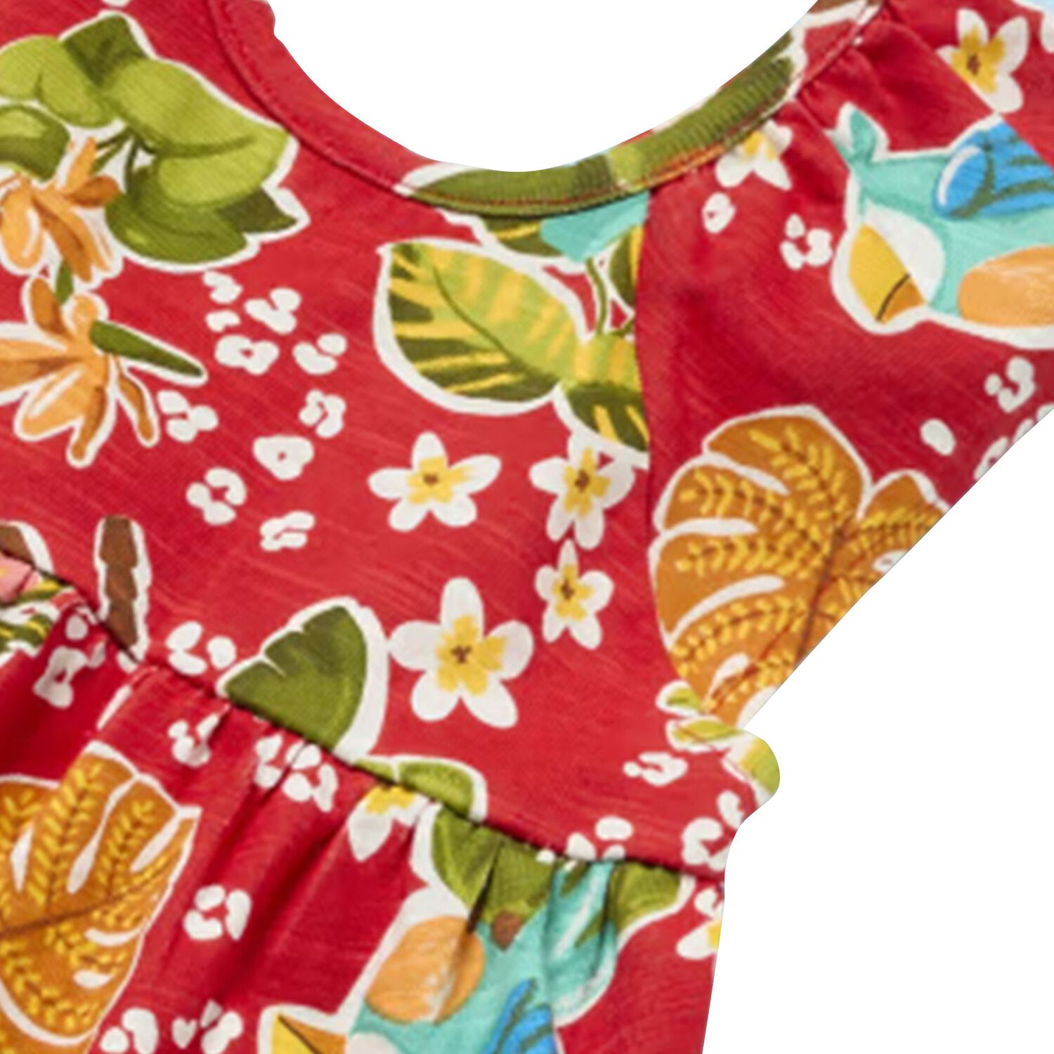 Younger Girls Red Floral Dress & Headband Set, 2, hi-res image number null