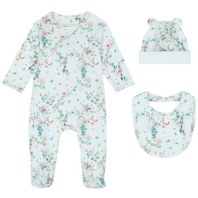 Baby Girls Mint Floral Babygrow Set