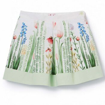 Girls White Floral Skirt