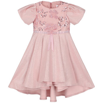 Girls Pink Embellished Sequin & Beaded Dress