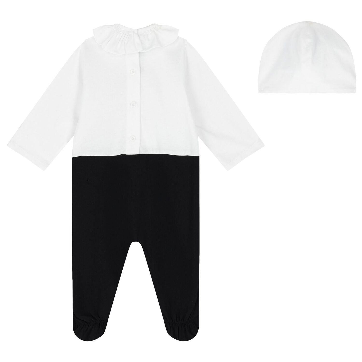 طقم هدايا أفرول بنات بالشعار باللون الأبيض والأسود , 1, hi-res image number null