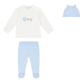 Baby Boys White & Blue Trousers Set