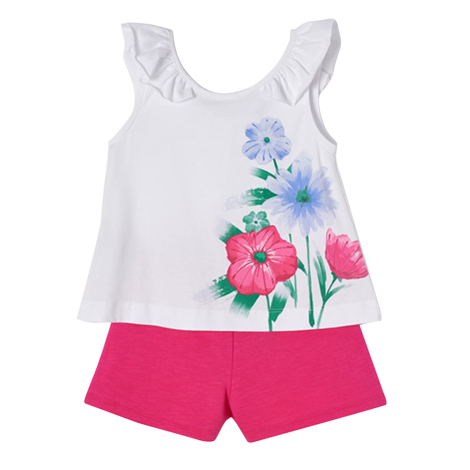 Girls White & Pink Shorts Set, 2, hi-res image number null