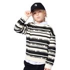 Boys Ivory & Black Logo Striped Sweatshirt, 1, hi-res