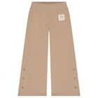 Girls Beige Logo Trousers, 2, hi-res