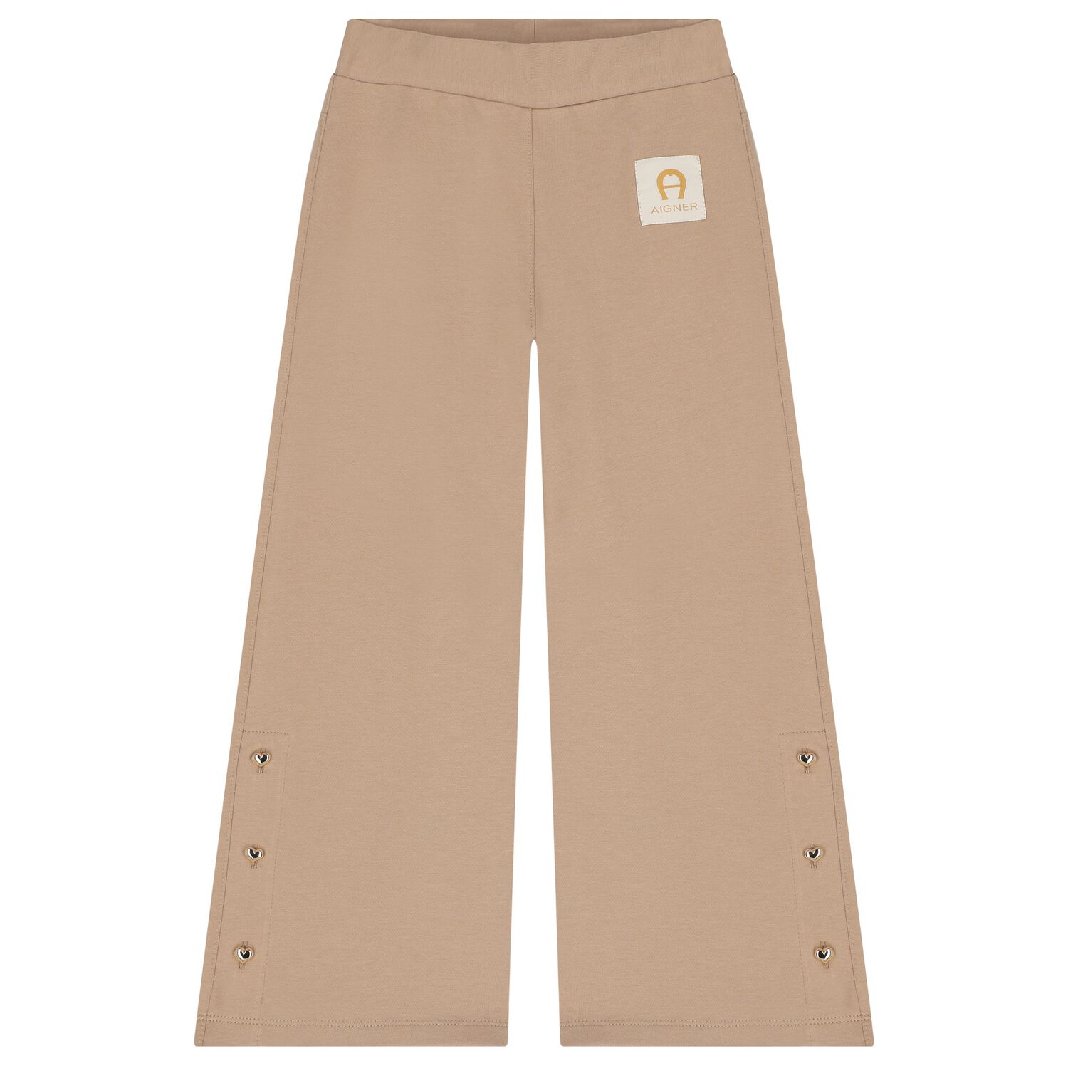 Girls Beige Logo Trousers, 2, hi-res