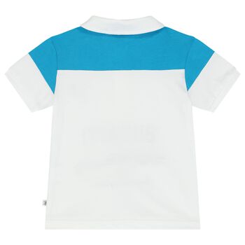 Younger Boys Blue & White Logo Polo Shirt