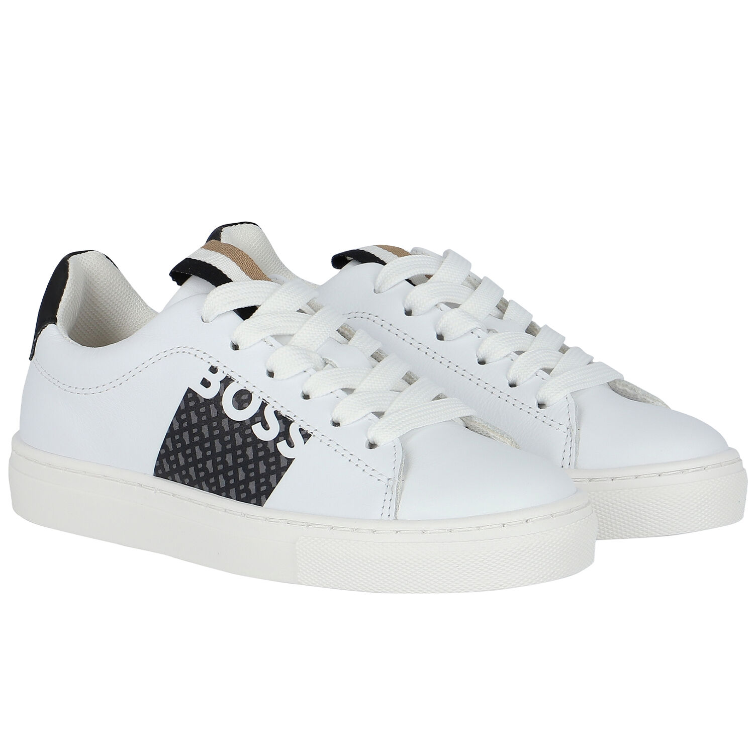 Boys White Logo Trainers, 1, hi-res image number null