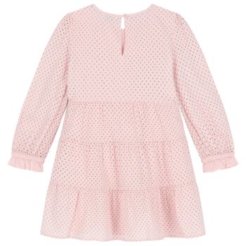 Girls Pink Broderie Anglaise Dress