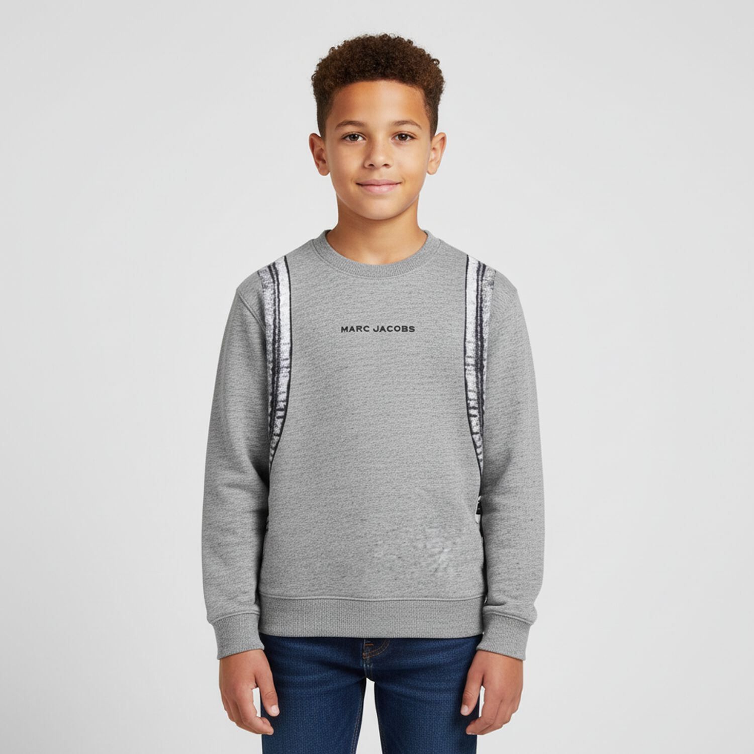 Boys Grey Logo Backpack Sweatshirt, 1, hi-res image number null