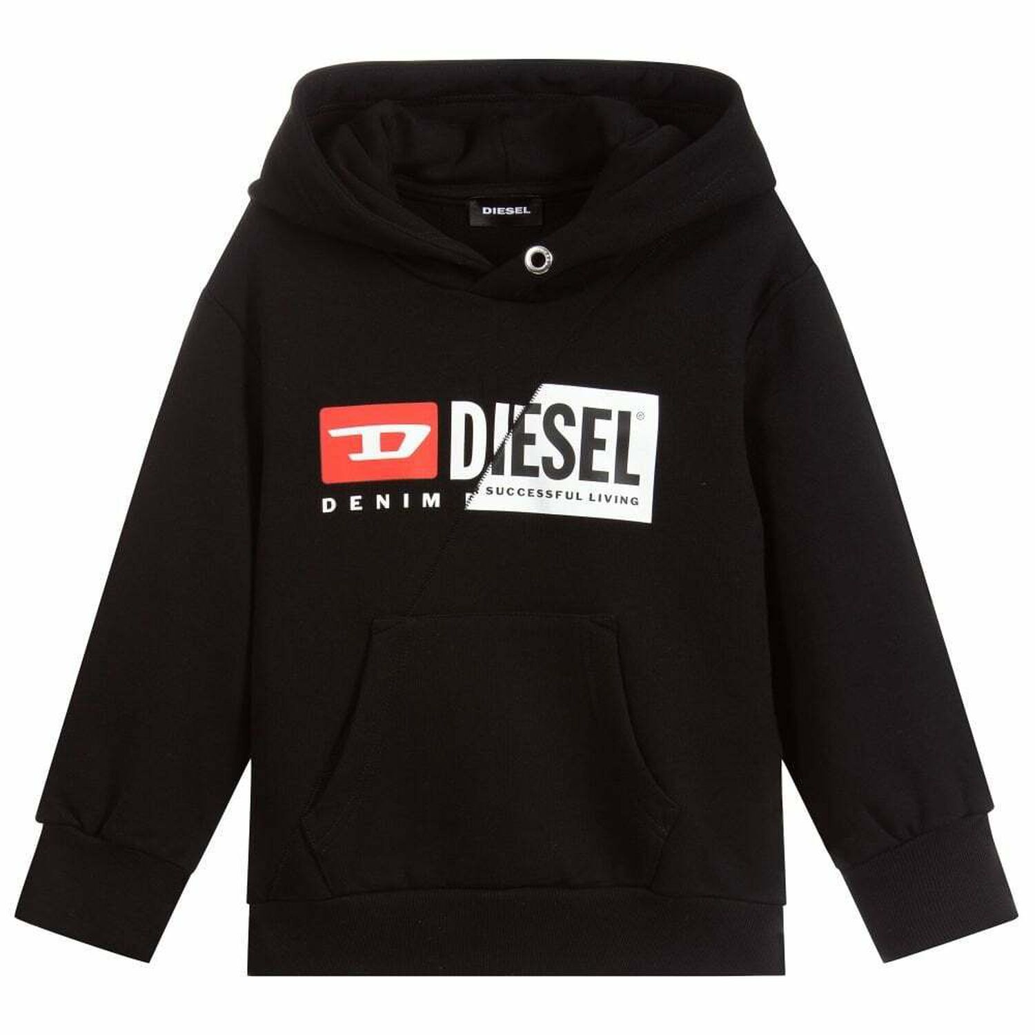 Boys Black Logo Hooded Top, 1, hi-res image number null