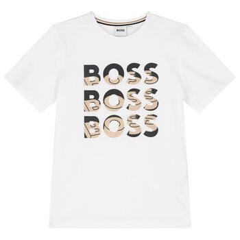 BOSS Boys White Logo T-Shirt, 5 Boys White Logo T-Shirt