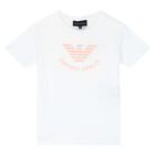 Girls White Logo T-Shirt, 1, hi-res