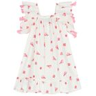 Girls White & Pink Rose Dress, 1, hi-res