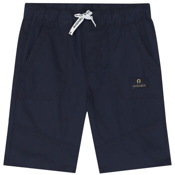 Boys Navy Logo Chino Shorts