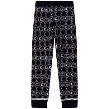 Girls Blue Knitted Mini Me Logo Trousers