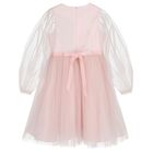 Girls Pink Sheer Sleeves Tulle Dress, 1, hi-res