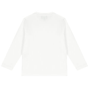 Boys White Reflective Logo Long Sleeve Top