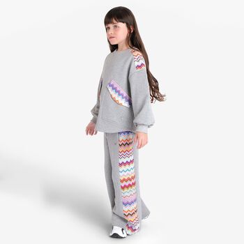 Girls Grey Zig Zag Glittery Sweatshirt