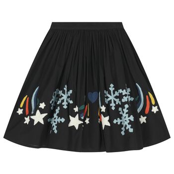 Girls Black Snowflakes Skirt