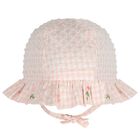 Baby Girls Pink Floral Gingham Hat, 1, hi-res