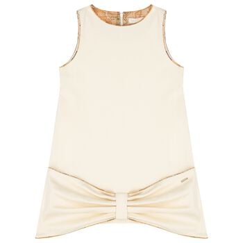 Girls Ivory Bow Dress
