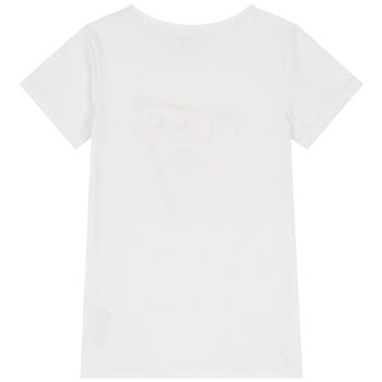 Girls White Embellished Logo T-Shirt