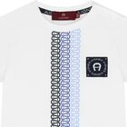 Younger Boys White & Blue Logo Shorts Set, 1, hi-res