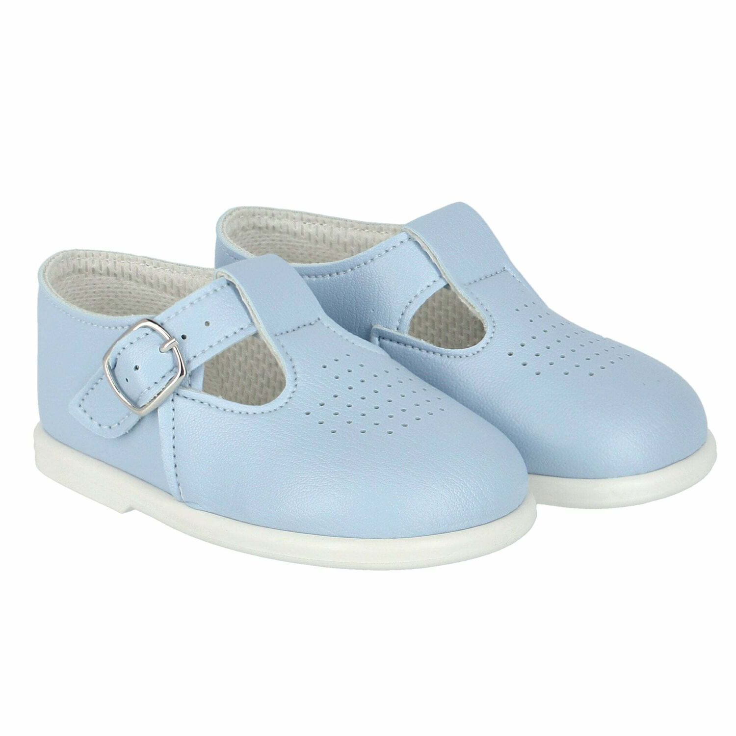 Baby Boys Blue Leather Shoes, 2, hi-res image number null