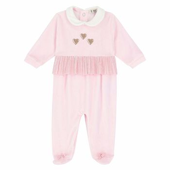 Girls Pink Heart Babygrow