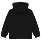 Boys Black Logo Hooded Zip Up Top, 3, hi-res