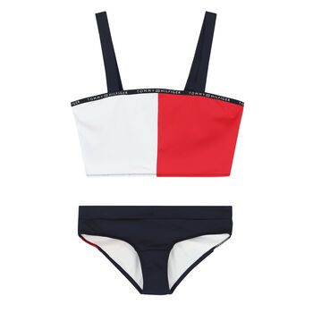 Girls White, Red & Navy Bikini