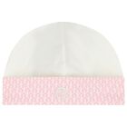 Baby Girls Pink & Ivory Logo Hat, 3, hi-res