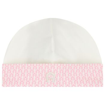 Baby Girls Pink & Ivory Logo Hat