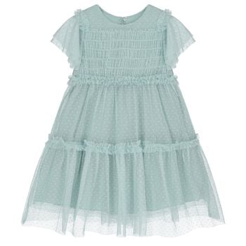 Girls Green Tulle Dress