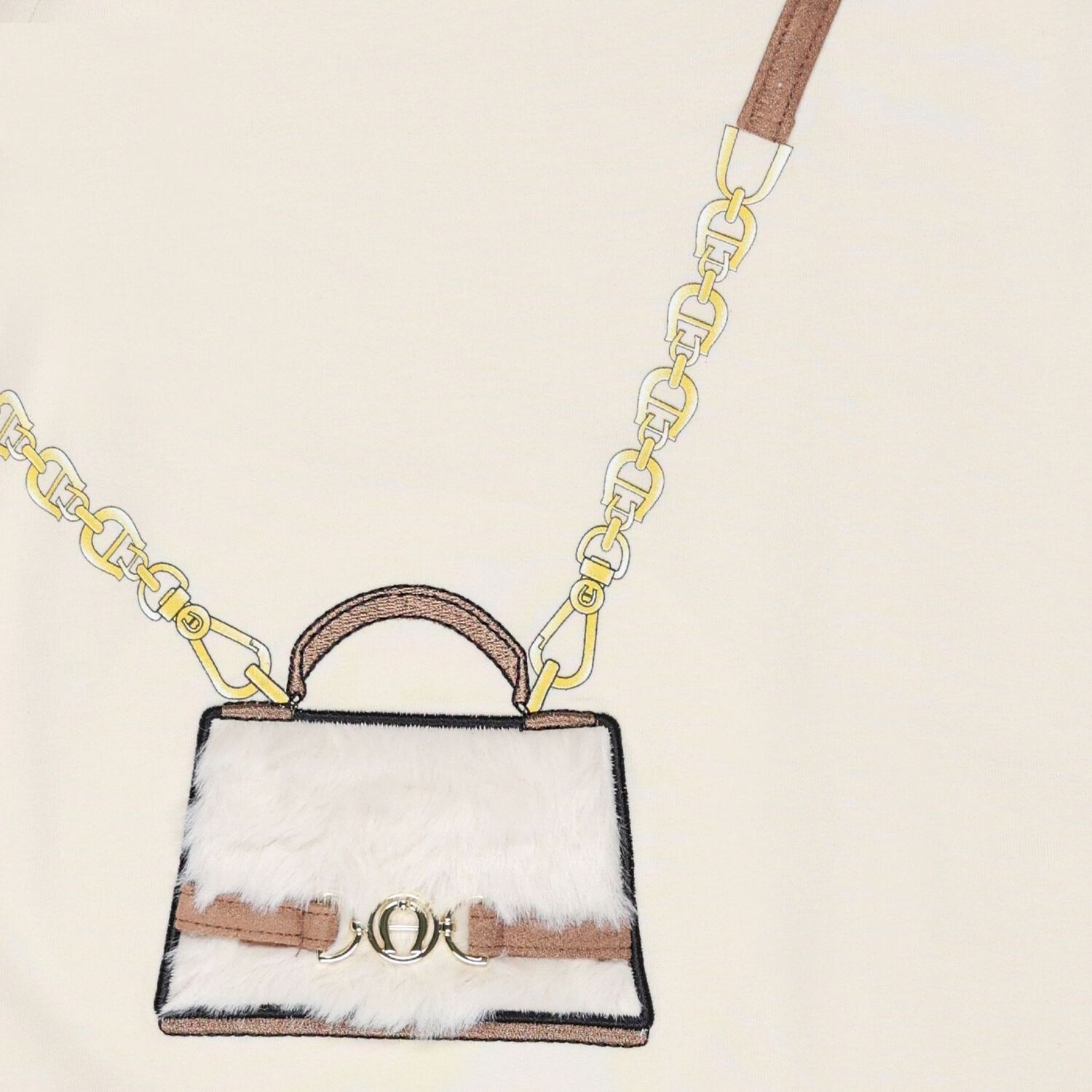 Girls Beige Faux Fur Bag Logo Dress, 1, hi-res