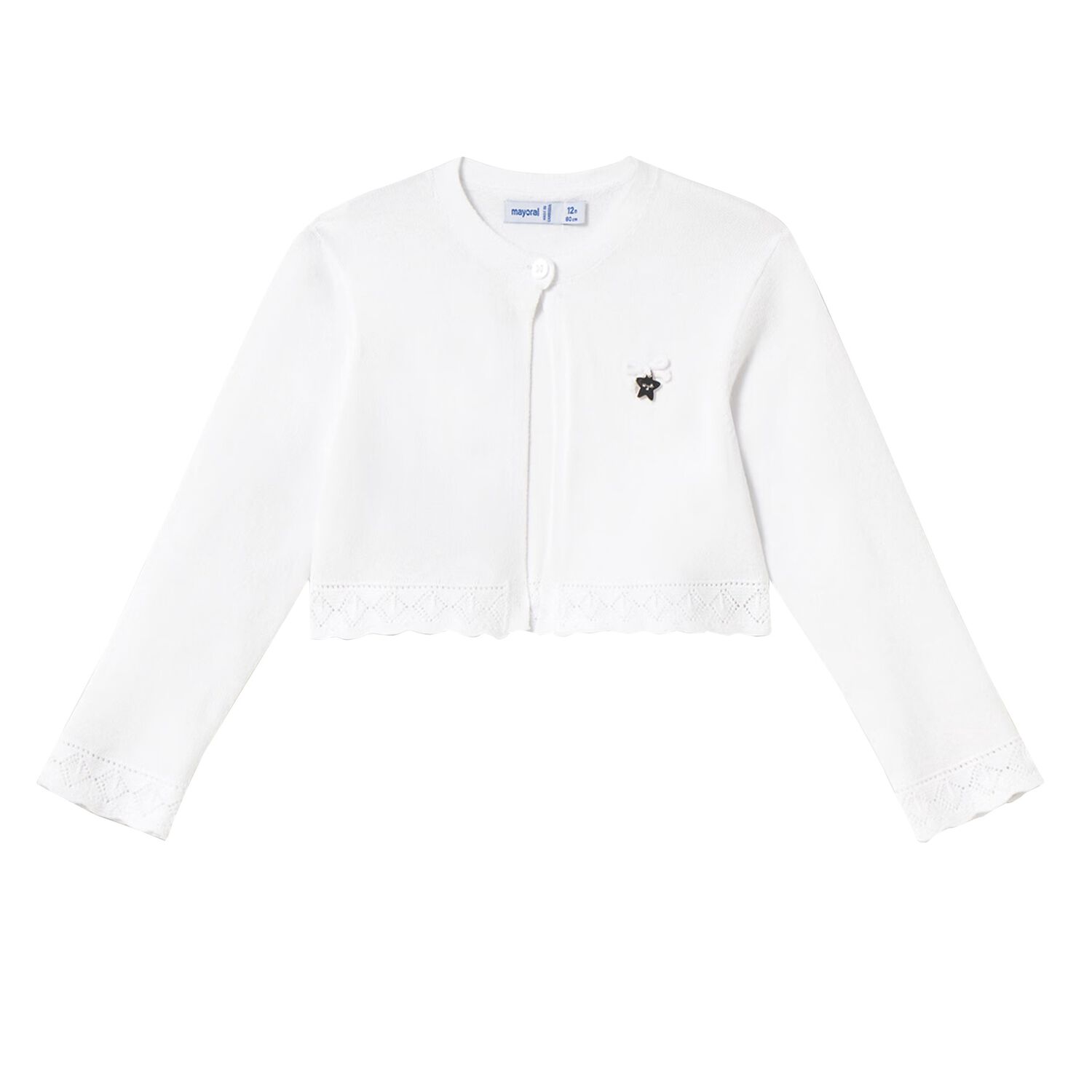 Younger Girls White Cardigan, 2, hi-res