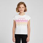 Girls White Zigzag Logo T-Shirt, 1, hi-res
